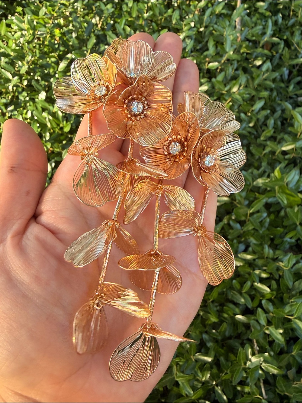 Zara Princess Kate Earrings Rose Gold Floral Cascade Earrings - Picture 3 of 7